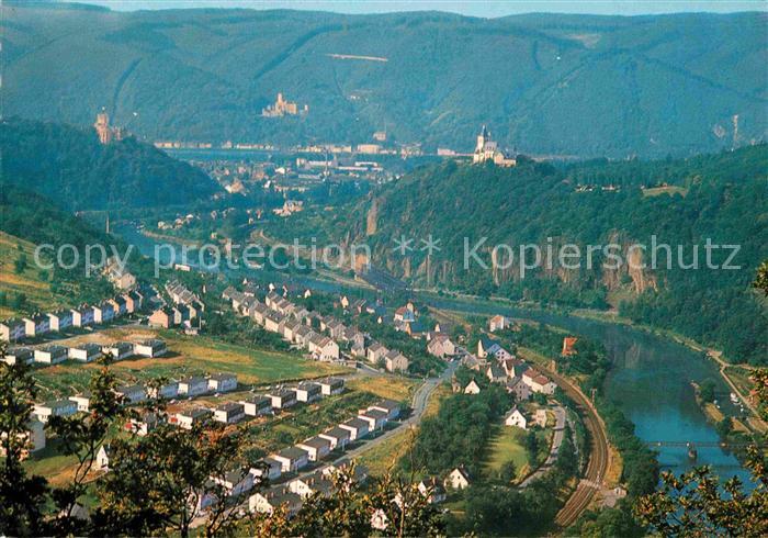 Lahnstein Fliegeraufnahme mit Burg Lehneck Schloss Stolzenfels und Allerheiligen