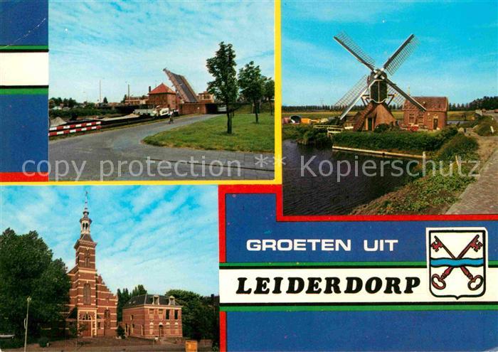 Leiderdorp Leiderdorpsbrug Munikken molen Hoofdstraat Geref Kerk