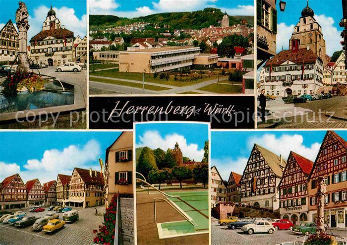 Herrenberg Wuerttemberg Brunnen Marktplatz Schwimmbad Kirche