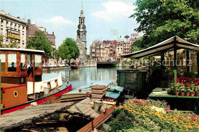 Amsterdam Niederlande Blumenmarkt beim Singel mit Minzerturm