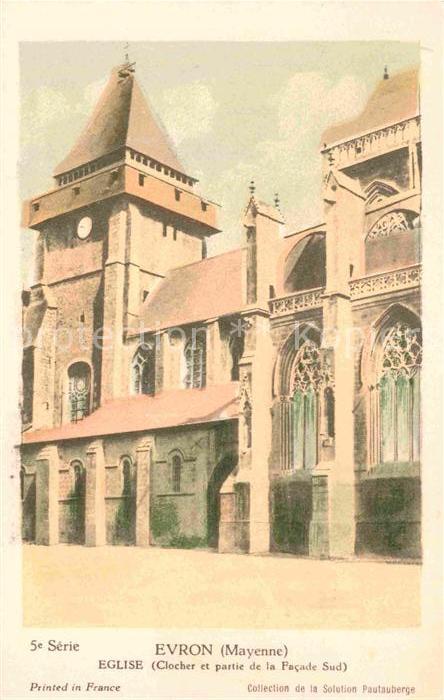 Evron Eglise Clocher et partie de la Facade S