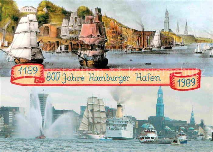 HAMBURG  CITY Hafen 800 Jahre Dampfer Segelschiff