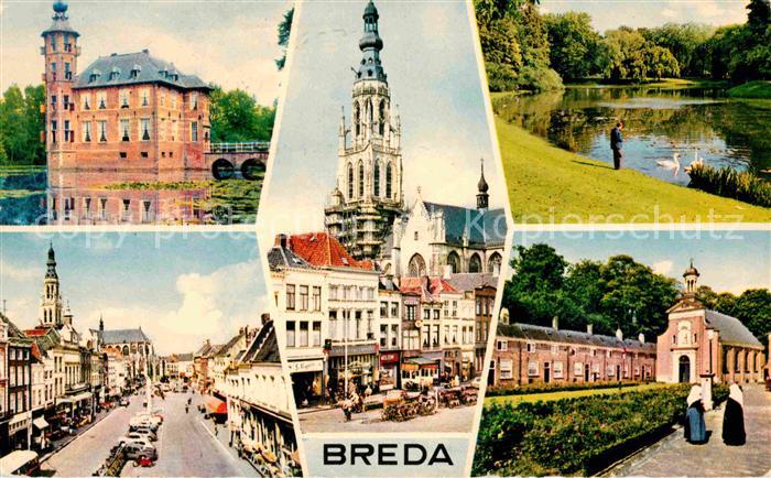 Breda Anvers Schloss Kirche Schwanenteich Strassenpartie