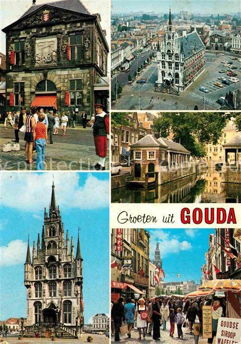 Gouda Stadtmotive Rathaus Kanal Fussgaengerzone