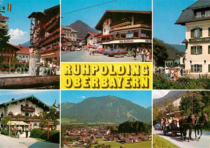 Ruhpolding Bayern Ortsmotive Panorama Pferdewagen