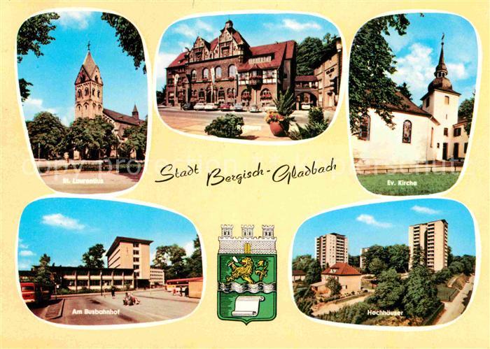 Bergisch Gladbach St Laurentius Rathaus Ev Kirche Busbahnhof Hochhaeuser
