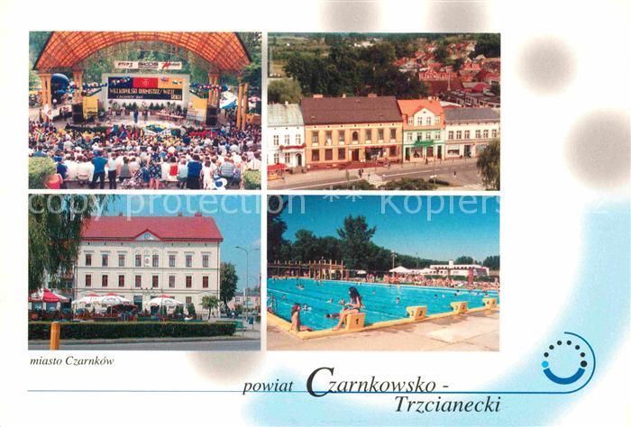 Czarnkow Park Staszica Widok z wiezy kosciola Siedziba Urzedu Miasta Basen na te
