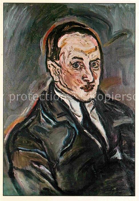 Kuenstlerkarte Oskar Kokoschka Bildnis eines Mannes 1913 Expressionismus
