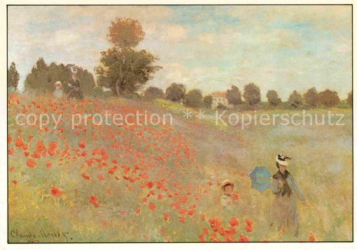 Kuenstlerkarte Claude Monet  Mohnblumen Impressionismus
