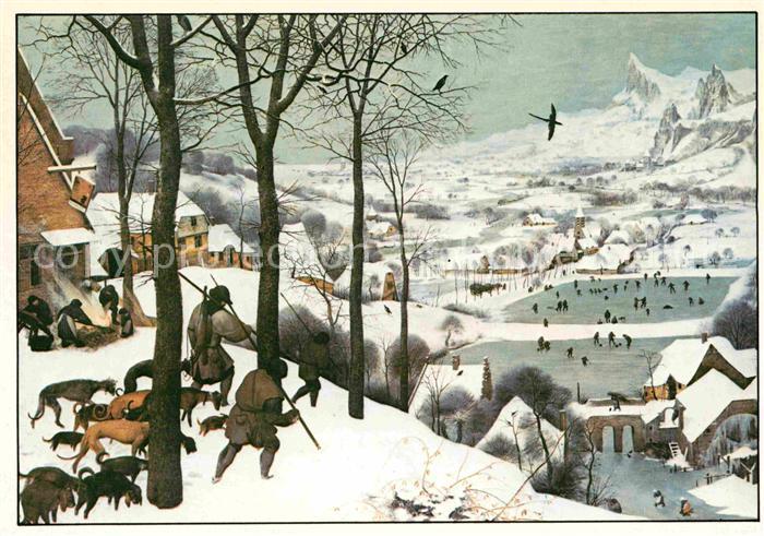 Kuenstlerkarte Pieter Bruegel der aeltere Heimkehr der Jaeger 1965 Manierismus
