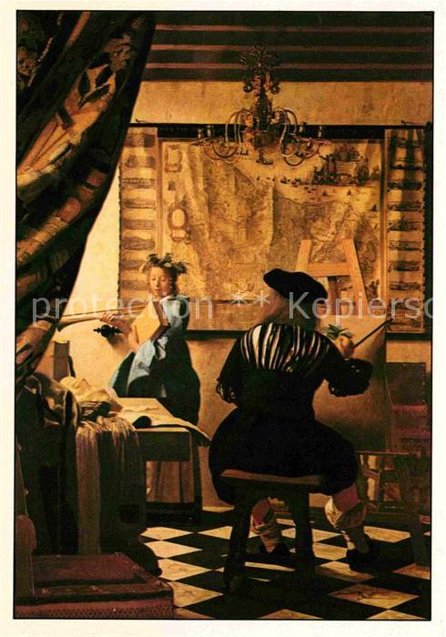 Kuenstlerkarte Jan Vermeer van Delft Het atelier 1666 Barock