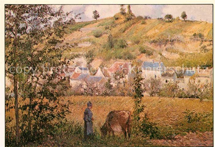 Kuenstlerkarte Camille Pissarro Landschaft von Chaponval 1880 Impressionismus