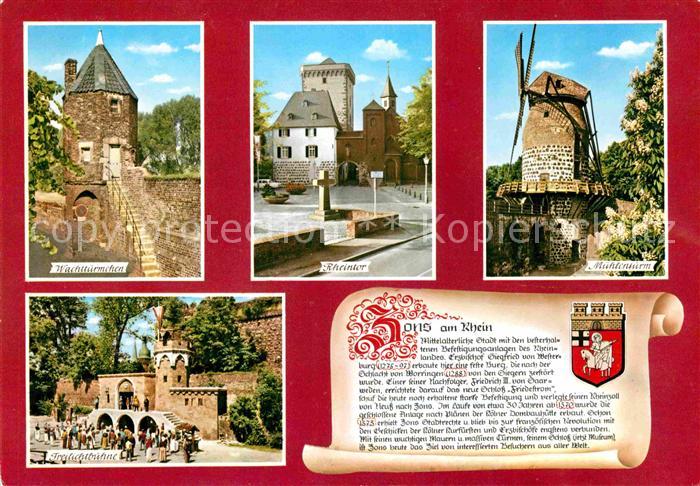 Zons Rhein NRW Wachttuermchen Rheintor Muehlenturm Freilichtbuehne Geschichte