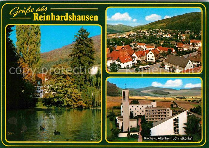 Reinhardshausen Schwanenteich Panorama Kirche Altenheim Christkoenig
