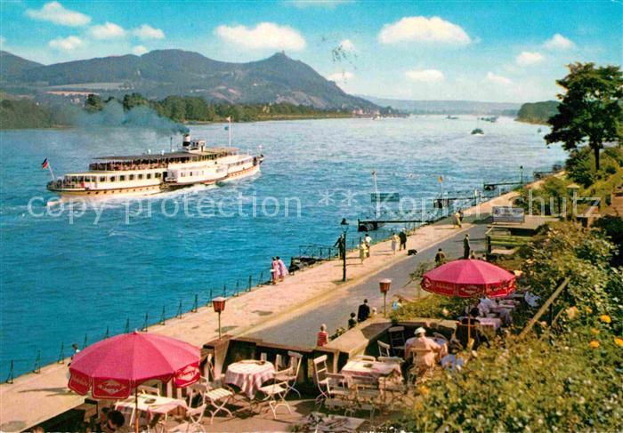 Bad Godesberg Rhein mit Siebengebirge Dampfer