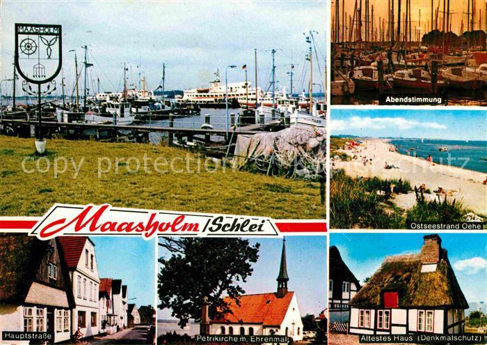 Maasholm Hafen Abendstimmung Ostseestrand Oehe aeltestes Haus Denkmalschutz Petr