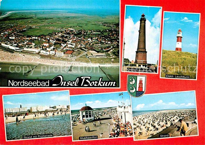 BORKUM Nordseebad Niedersachsen Nordseeinsel Fliegeraufnahme Leuchtturm Strand P
