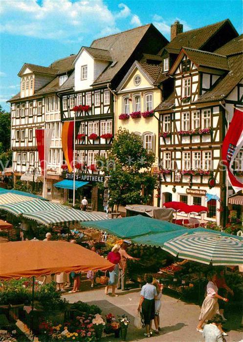 Bad Hersfeld Markt am Linggplatz Fachwerkhaeuser