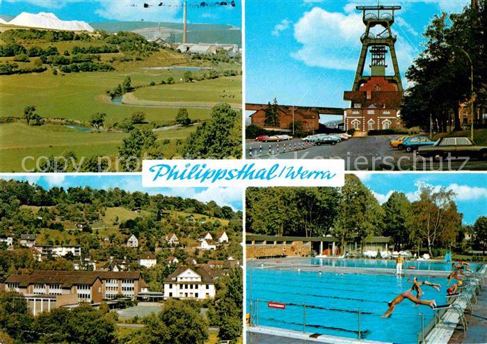 Philippsthal Landschaftspanorama Teilansicht Schwimmbad Freibad Kaliwerk