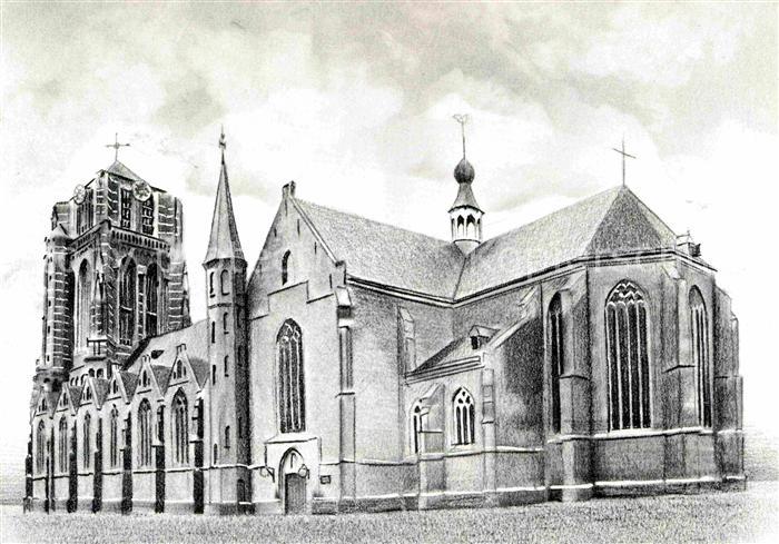 Oosterhout Basiliek St Jan Basilika Zeichnung Kuenstlerkarte