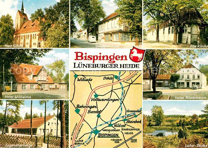 Bispingen Kirchen Hotels Jugendherberge Luhe Teich Strassenpartie Landkarte