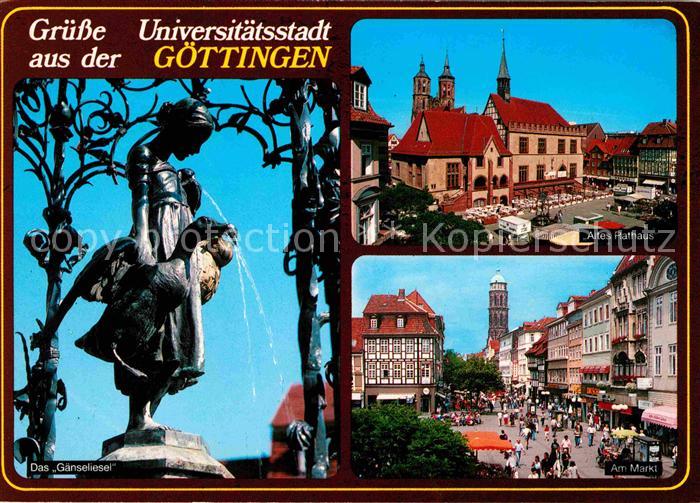 Goettingen Niedersachsen Gaenselieselbrunnen Rathaus Markt Universitaetsstadt
