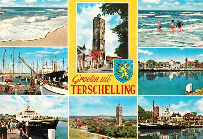Terschelling Strand Hafen Fischkutter Fahrgastschiff Turm