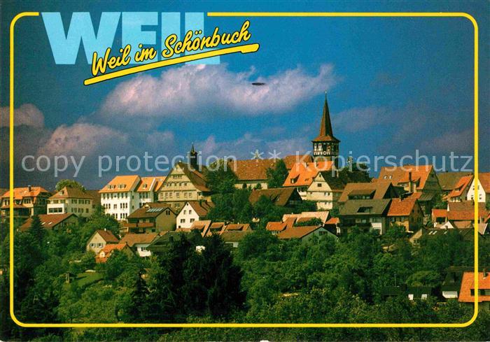 Weil Schoenbuch Ortsansicht mit Kirche