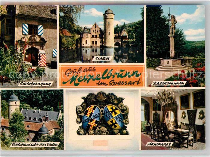 Mespelbrunn Schloss Schlosseingang Brunnen Ahnensaal Wappen