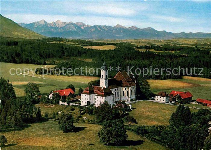 Steingaden Allgaeu Wieskirche Fliegeraufnahme
