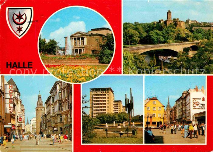 Halle Saale Theater Burg Giebichenstein Klement Gottwald Str Hochhaeuser Leninal