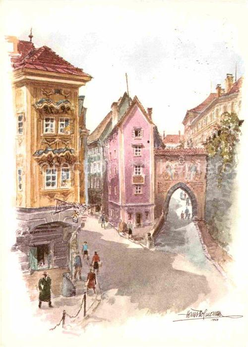 Steyr Enns Oberoesterreich Zwischenbruecken mit Schlossberg und Enge