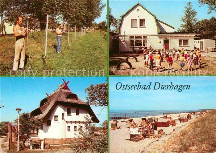 Dierhagen Ostseebad Fischer beim Netzeflicken Kinderferienlager Junge Garde Haus