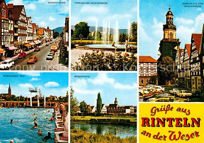 Rinteln Weser Niedersachsen Weserstr Parkanlage Schlingwiese Marktplatz Nikolaik