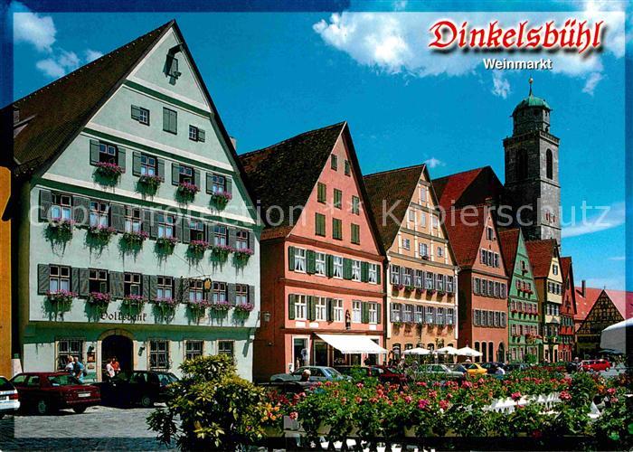Dinkelsbuehl Weinmarkt mit Kirche St Georg