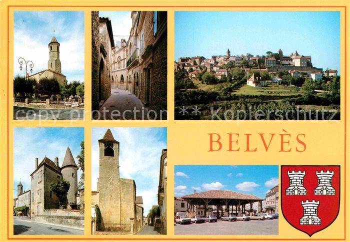 Belves Dordogne Kirche Gasse Panorama Turm