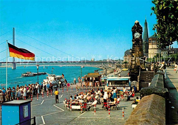 DuessELDORF  CITY Rheinufer mit Oberkasseler Bruecke