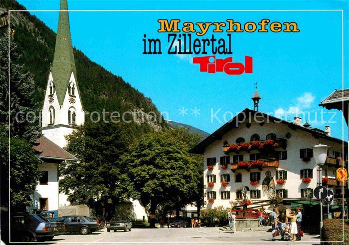 Mayrhofen Zillertal Ortsmotiv mit Kirche und Kramerwirt