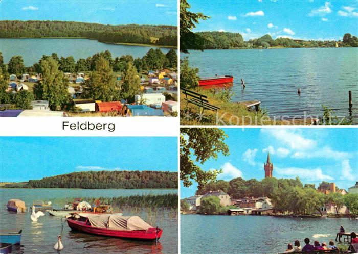 Feldberg Mecklenburg Campingplatz Huettenberg Am Haussee Bootshafen Stadtblick