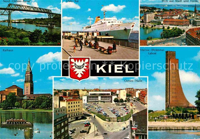 KIEL  CITY Nord Ostsee Kanal Oslo Kai Stadtblick Foerde Rathaus Ostseehalle Mari
