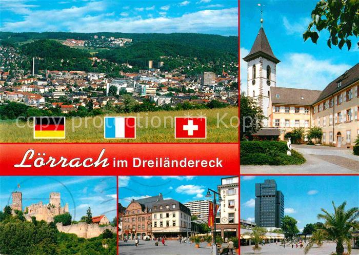 Loerrach Panorama Kirche Schloss Rathaus Hochhaus