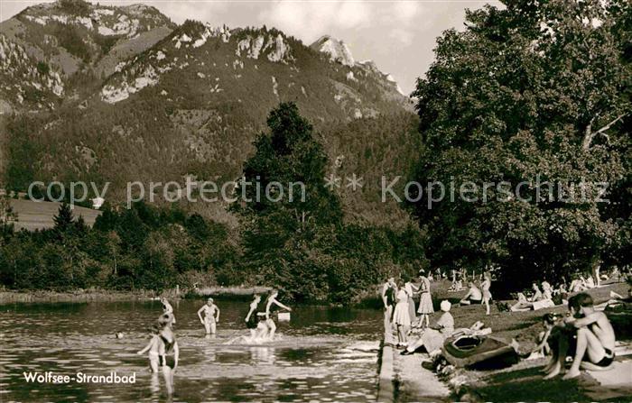 Fischbachau Wolfsee Strandbad mit Wendelstein Bayerische Alpen