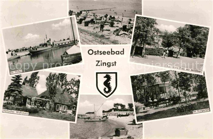 Zingst Ostseebad Hafen Strand Karl Marx Platz Milchbar Wohnhaus Kurgarten