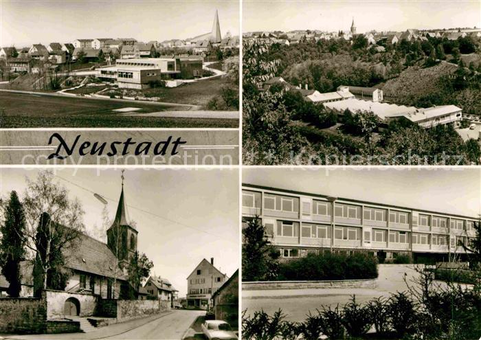 Neustadt Waiblingen Teilansichten Kirche Schule Bromsilber