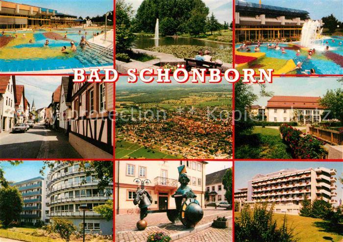 Bad Schoenborn Thermal Schwefelbad Kurhotels Strassenpartie Denkmal Fliegeraufna