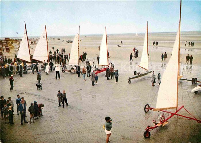 St Peter-Ording Strandsegler vor dem Start Nordseeheilbad Schwefelbad