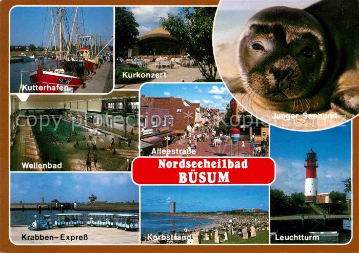 Buesum Nordseebad Kutterhafen Wellenbad Krabben Express Touristenbahn Kurkonzert