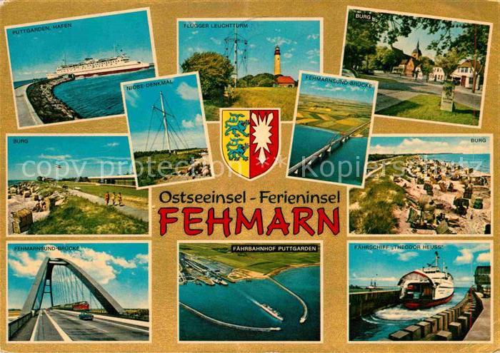 Fehmarn Puttgarten Hafen Faehrbahnhof Burg Fehmarnsund Bruecke Leuchtturm Faehrs