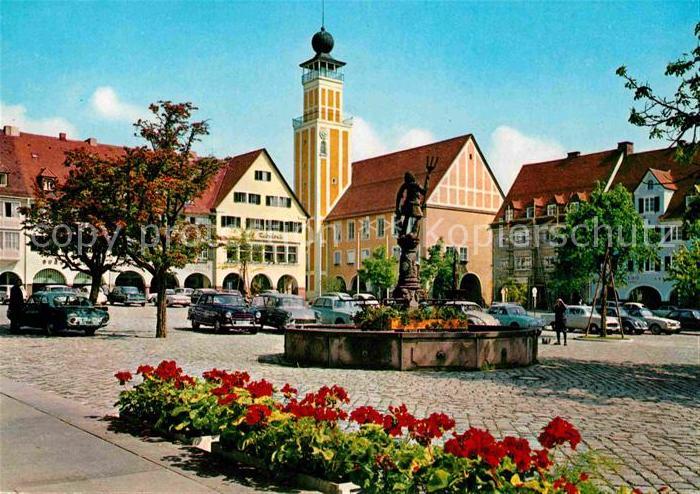 FREUDENSTADT BW Marktplatz Rathaus Neptunbrunnen