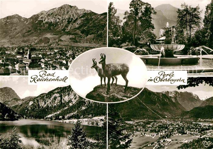 Bad Reichenhall mit Hochstauffen und Zwiesel Kurpark Solespringbrunnen Thumsee R